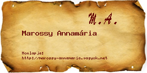 Marossy Annamária névjegykártya